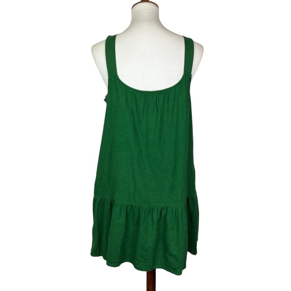 J.Crew Factory Green Linen Blend Button Front Mini Dress Size 8 Pockets Casual - Picture 5 of 11